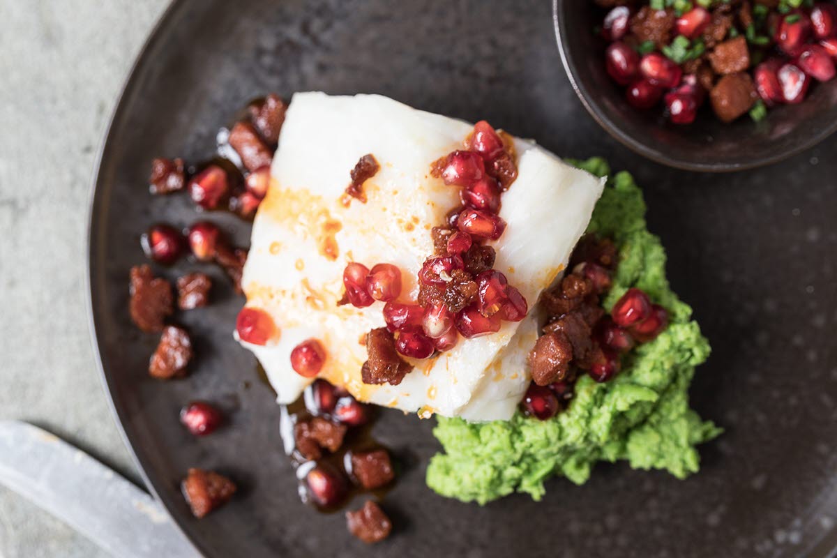 Torsk med chorizosalsa og ertepuré