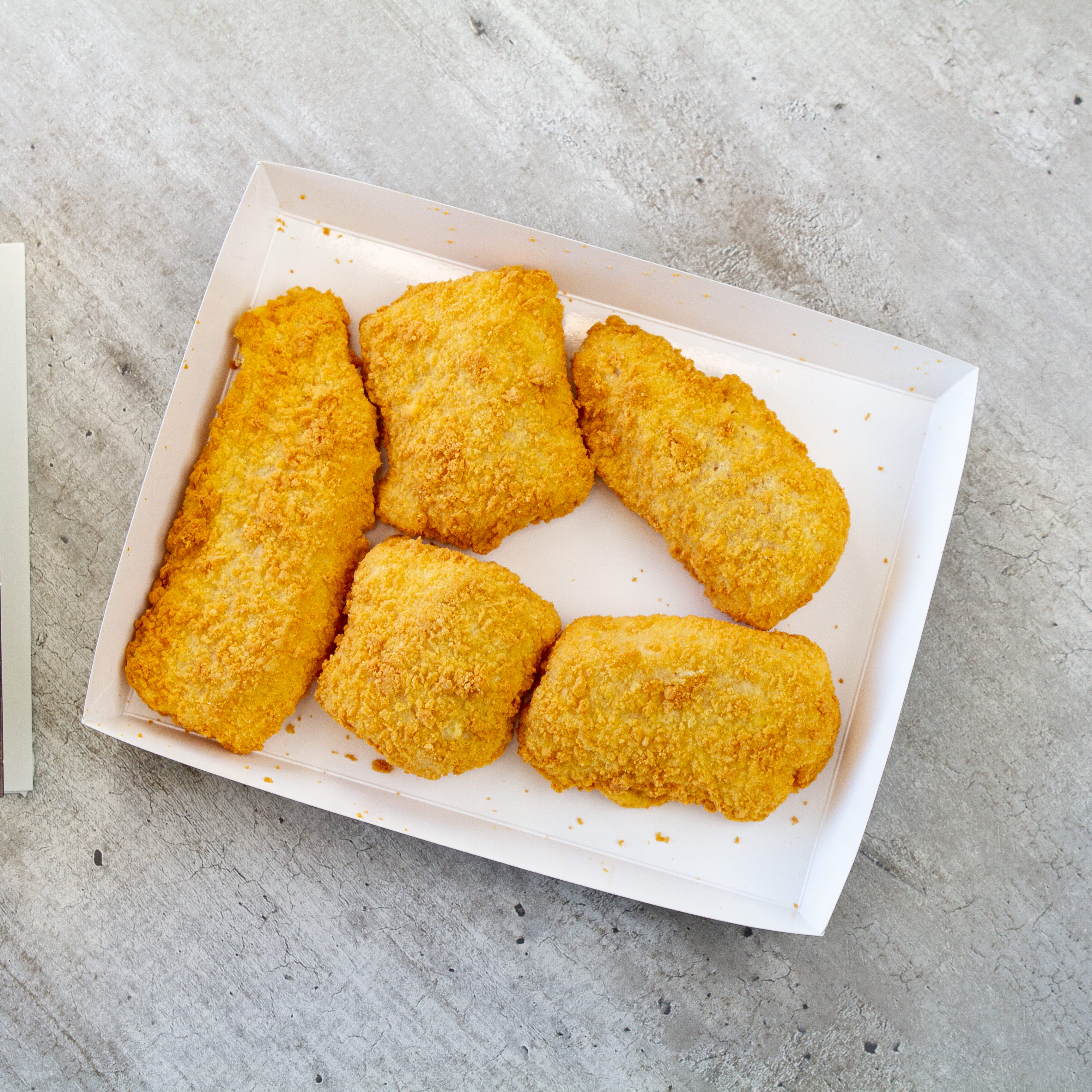 Sprøpanert fisk ut av ovnen